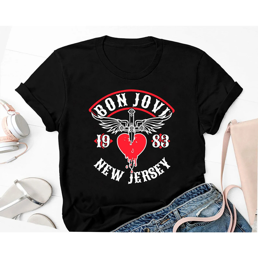 Bon Jovi Rock Band Fan Gift Classic Concert Tour Music Graphic T-Shirt